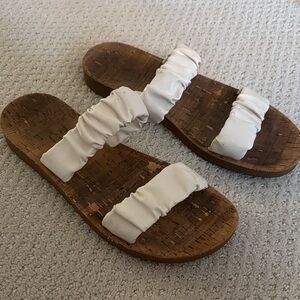 White Ruched Strap Sandals